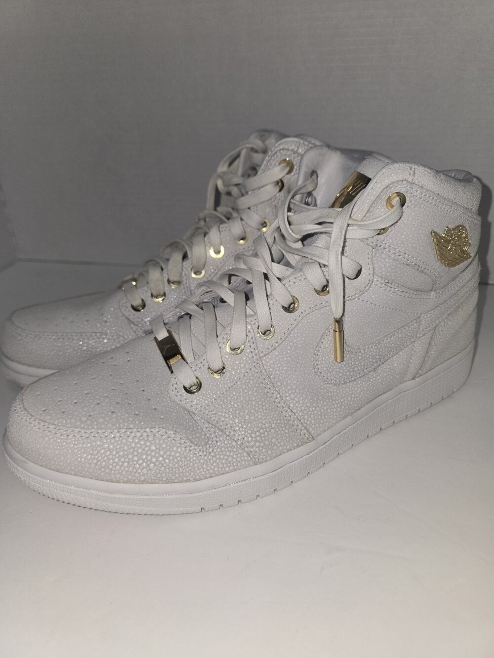 Air Jordan 1 Retro High OG Pinnacle White Gold 705075-130 Men's Size 12 No Box